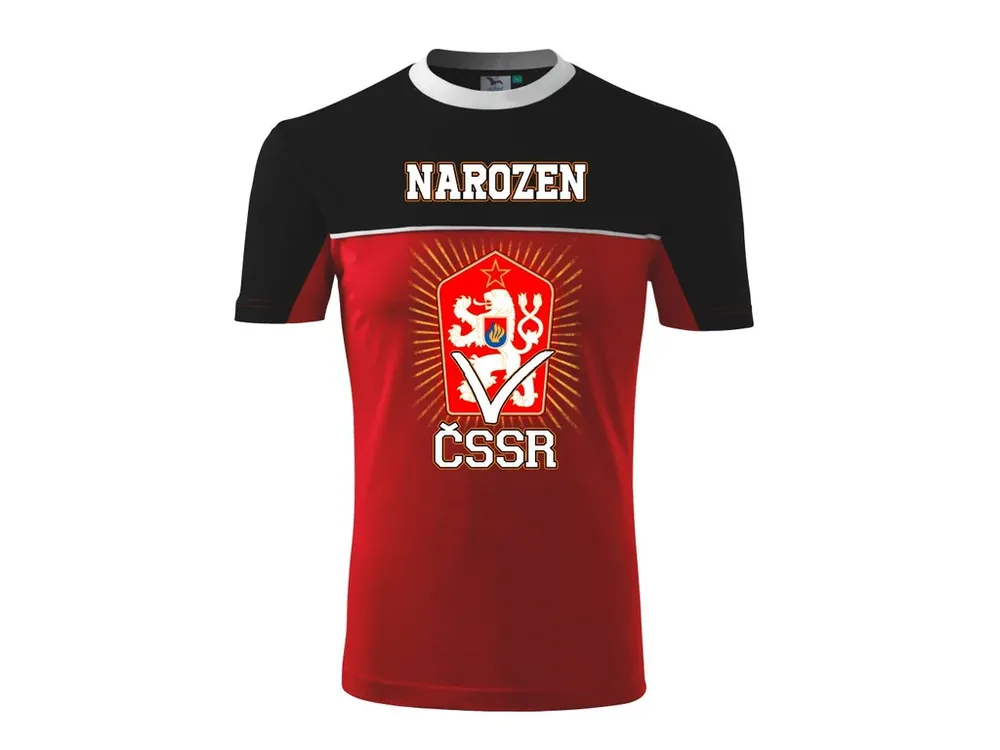 Přímo od výrobce | ČSSR retro triko "NAROZEN V ČSSR" černo červené