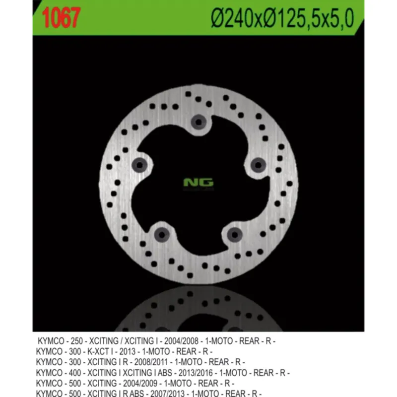 Skvělá cena - NG zadní brzdový kotouč KYMCO XCITING 250/300/500 (240X125,5X5) (5X10,5MM)