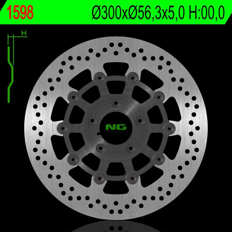 Připraveno k odeslání - NG přední brzdový kotouč HARLEY DAVIDSON 883/1200/1450/1584/1690/1745/1800/1869/1923 (plovoucí) (300X56,3X5MM) (5X8,5MM)