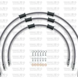 Zvýhodněná cena | STANDARD Hadice přední brzdy sada Venhill POWERHOSEPLUS SUZ-7005F (3 hadice v sadě) Průhledné hadice, chromové koncovky pro SUZUKI GSX S Katana 750 1985-1986