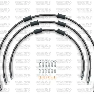 Akce - STANDARD Hadice přední brzdy sada Venhill POWERHOSEPLUS HON-9002FS-BK (3 hadice v sadě) černé hadice, nerezové koncovky