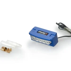 Ušetřete | Světlo na držák SPZ PUIG FLASH 4136A modrá alu s LEDs pro KAWASAKI Z 650 2017-2025, BMW F 800 GT 2013-2018