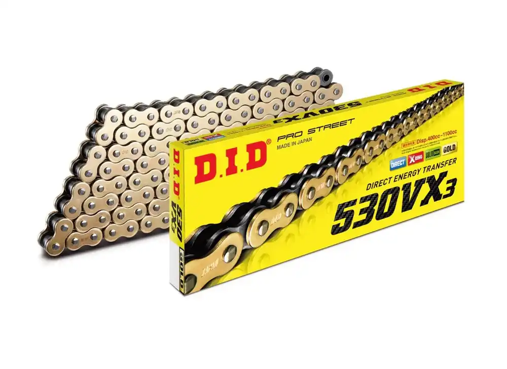 Novinka v nabídce - Řetězová sada D.I.D Chain - zlatý řetěz 530 VX, X-kroužek, kolečko JT, rozeta JT pro HONDA CB 900 F Hornet 2002-2006