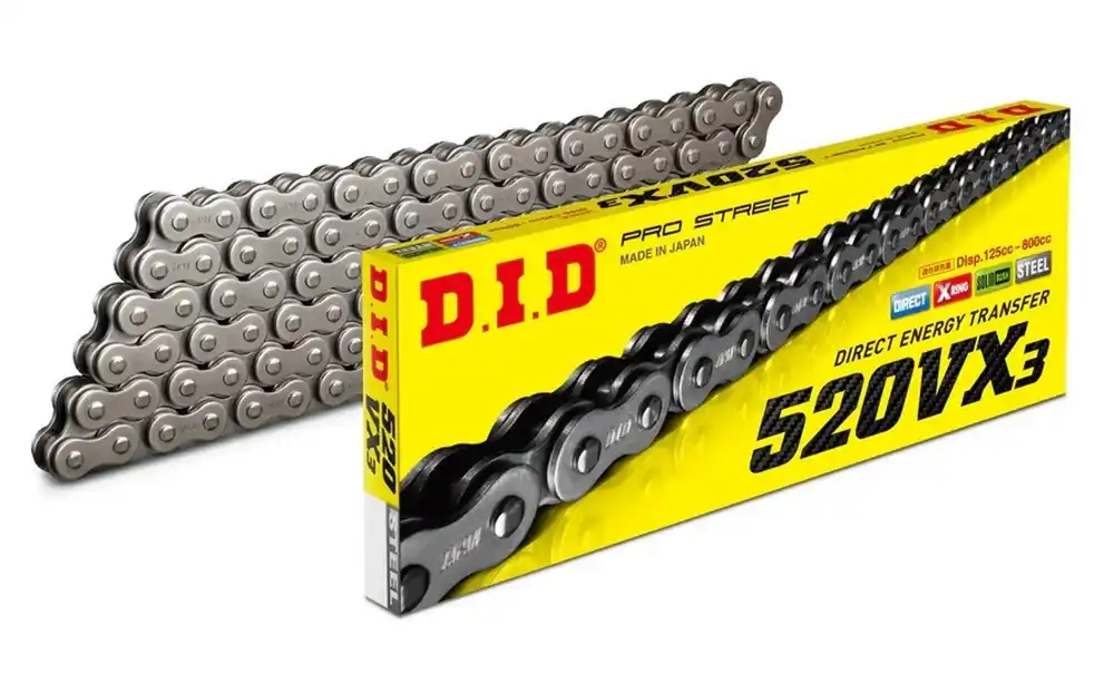 Řetězová sada D.I.D Chain - stříbrný řetěz 520 VX, X-kroužek, kolečko JT pogumované, rozeta JT pro KTM Duke 790 2020-2023 | Doprodej